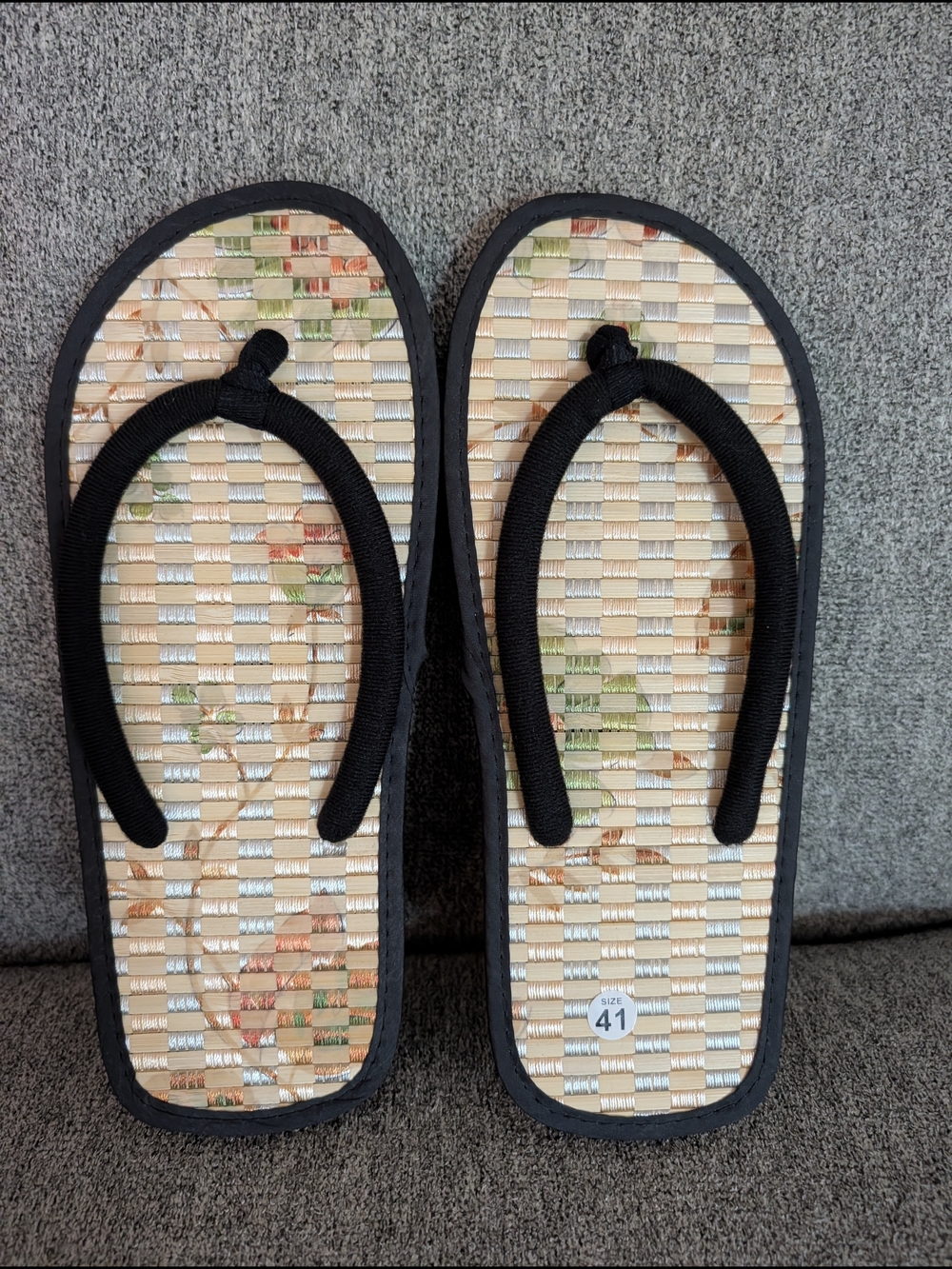 Women's Black-Strap Woven Footbed Sandals